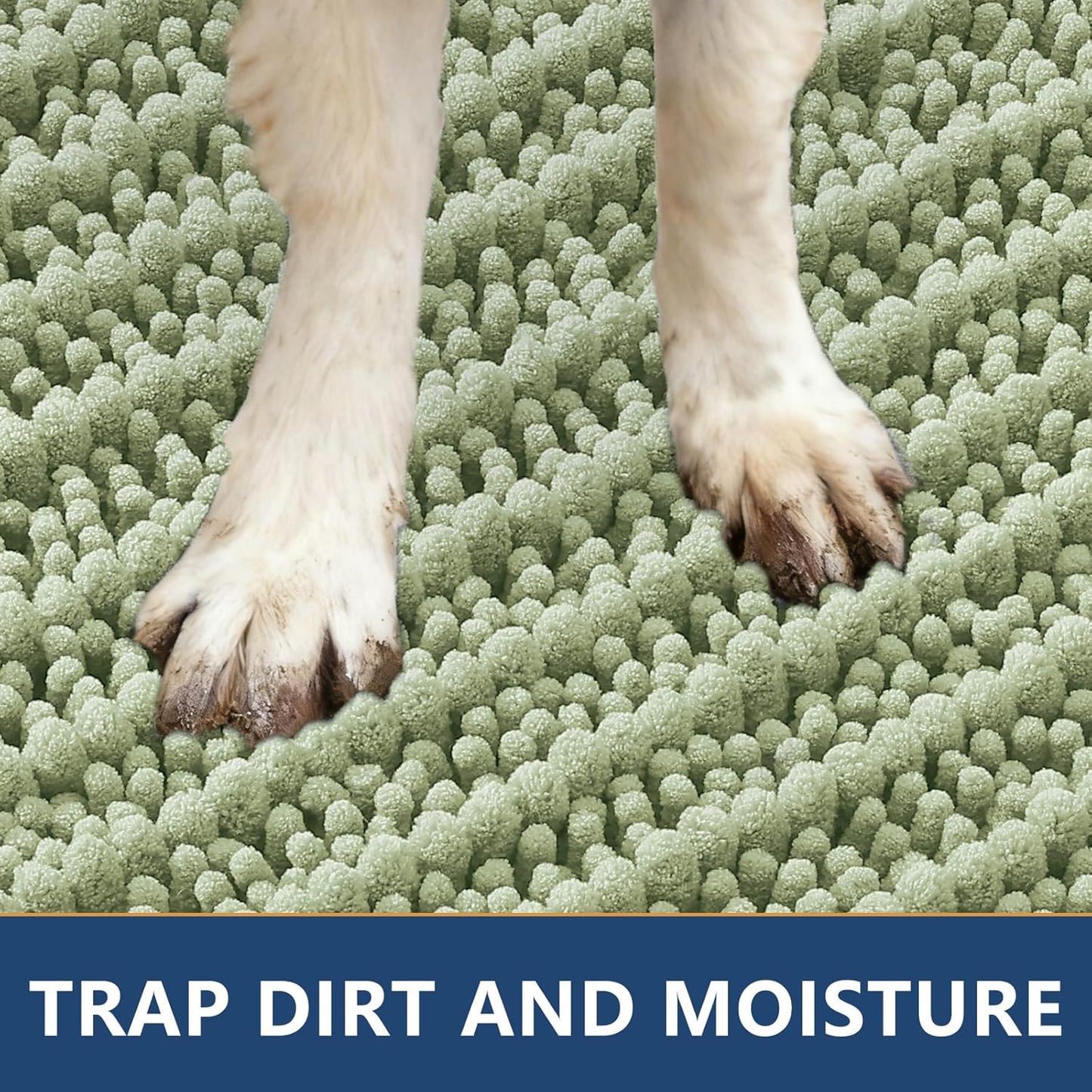 Smiry Dog Door Mat for Muddy Paws 30x20, Extra Soft Absorbent Chenille Doormat, Trap Moisture and Dirt, Non-Slip Machine Washable Front Door Mat for Indoor Entrance Inside Floor, Grey