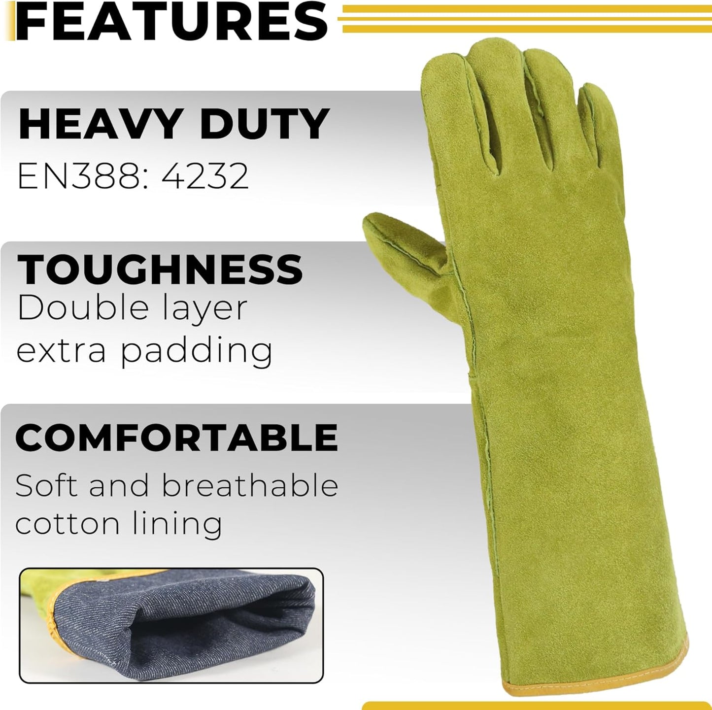 HANDLANDY Animal Handling Gloves, Bite-Proof, Scratch-Resistant, Pet Gloves for Dogs, Cats, Falconry, Gardening