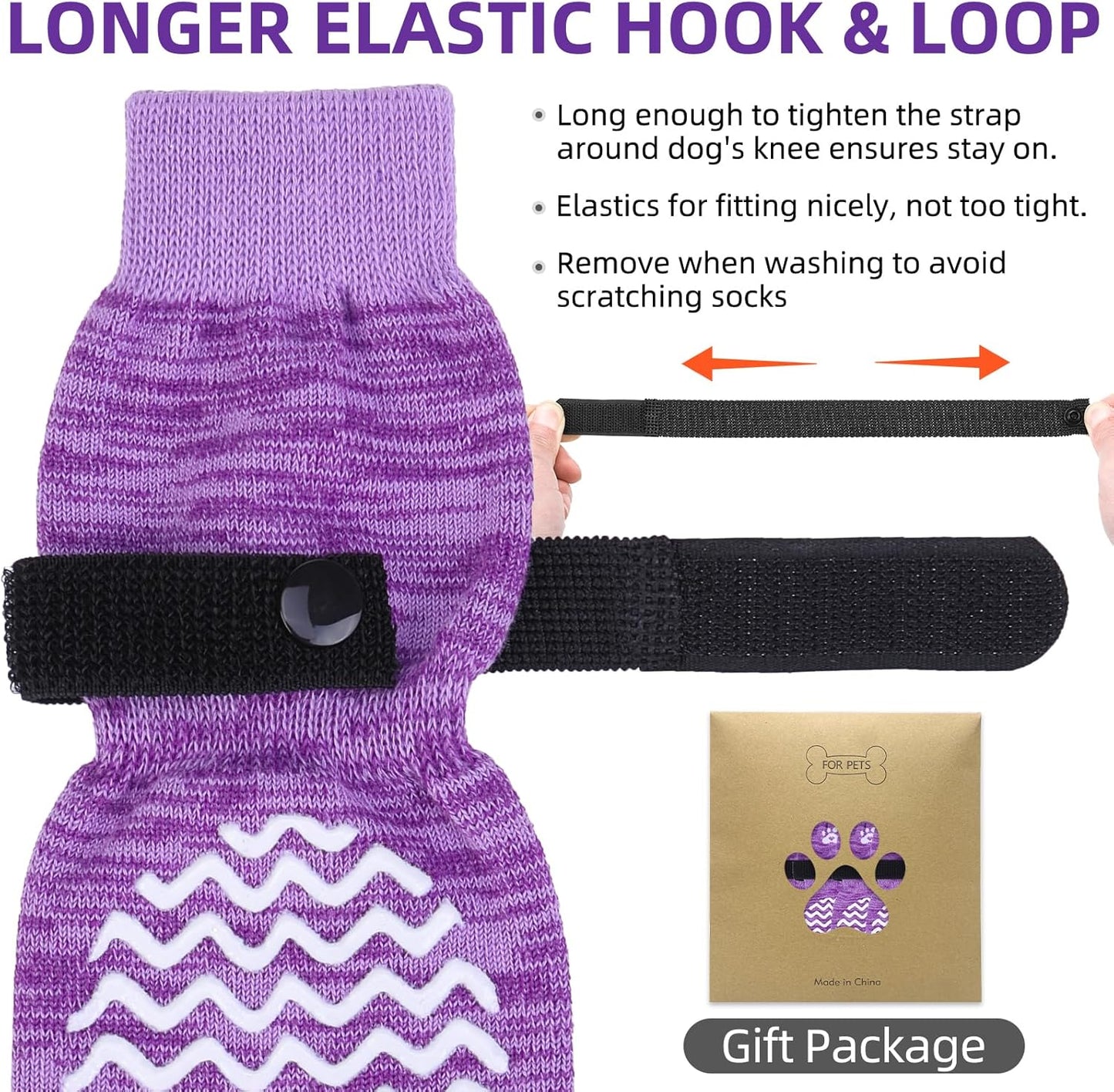 PUPTECK Anti Slip Dog Socks with Double Grippers for Hardwood Floors, Shoes for Hot/Cold Pavement, Boots & Paws Protectors to Prevent Licking, Traction Booties for Senior Small Large Dogs