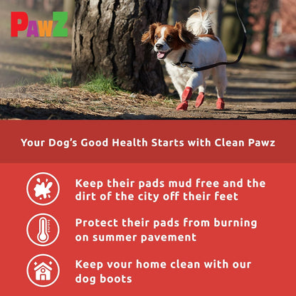 PawZ Rubber Dog Boots for Large Paws - All-Weather Waterproof Dog Shoes, Anti-Slip Traction for Rain, Snow, Mud & Hot Pavement - Pull-On Dog Booties, Purple - Large (3"- 4") - Pack of 24