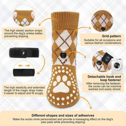 BEAUTYZOO Dog Socks to Prevent Licking Paws -Dog Shoes for Hot Pavement & Hardwood Floors Anti Slip, Traction Control Boots & Paw Protectors with Double Side Grips for Small Medium Large Senior Dogs