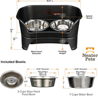 Neater Feeder Express Mess Proof Dog Bowls Elevated for Small Breeds under 15 Lb, Made in USA, No Spill Raised Dog Food Bowl Stand, Stainless Steel Food and Water Bowl Set, Feeding Station, Cappuccino