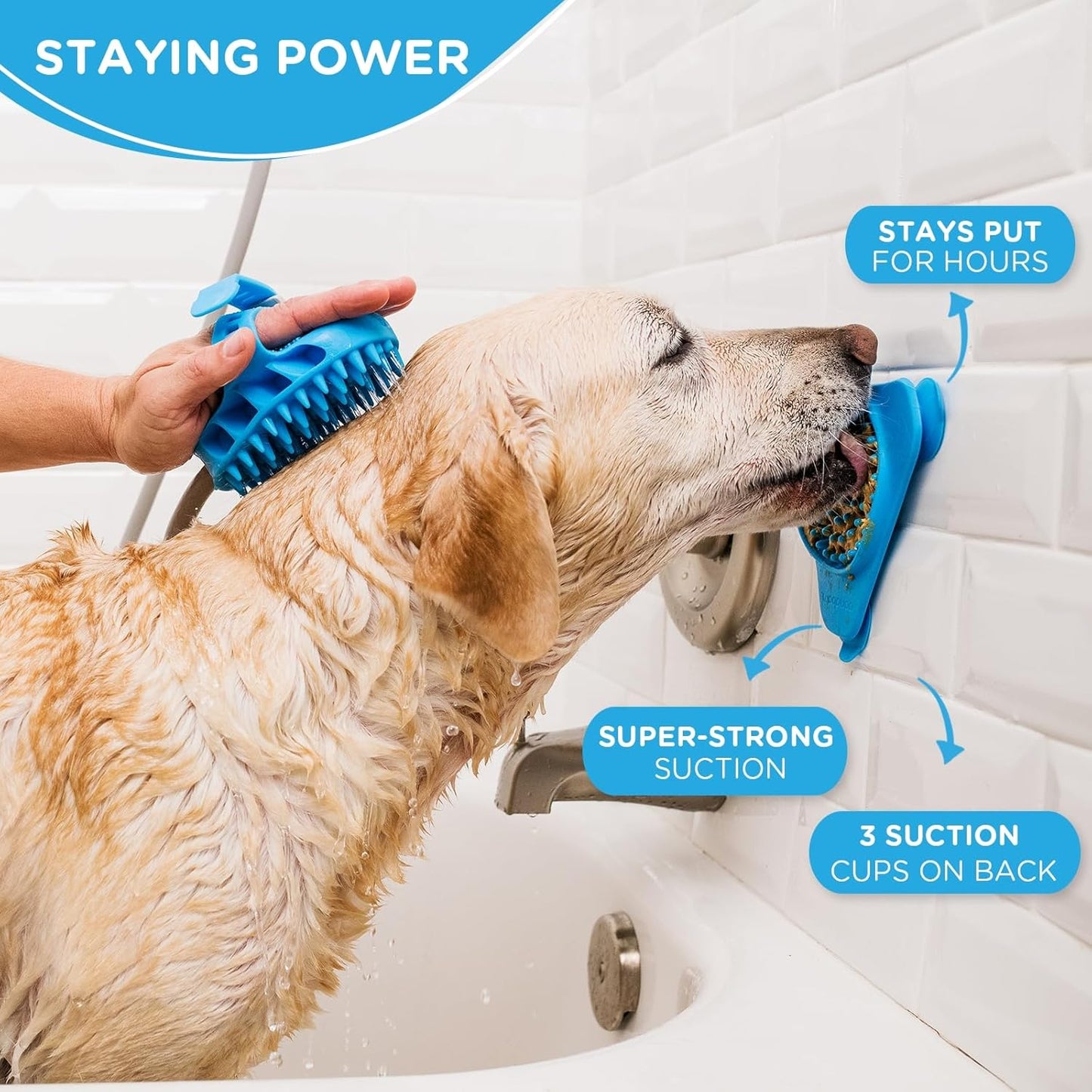 Aquapaw Lick Mat for Dogs with Suction Cups - XL, Blue, 1-Pack - Slow Feeder Lick Pads for Dogs & Grooming Enrichment - Food Mat for Peanut Butter Treats