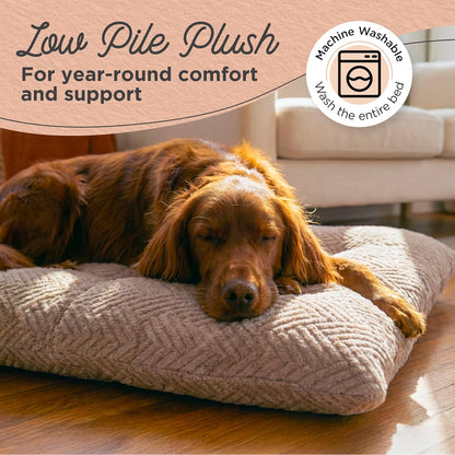 Best Friends by Sheri Comfy Crate Sleeper Mat – Plush Low-Pile Dog Bed, 42" x 28", XL & XXL Crates, Up to 100 lb Dogs, Machine Washable, Cross Section Pattern, Mushroom