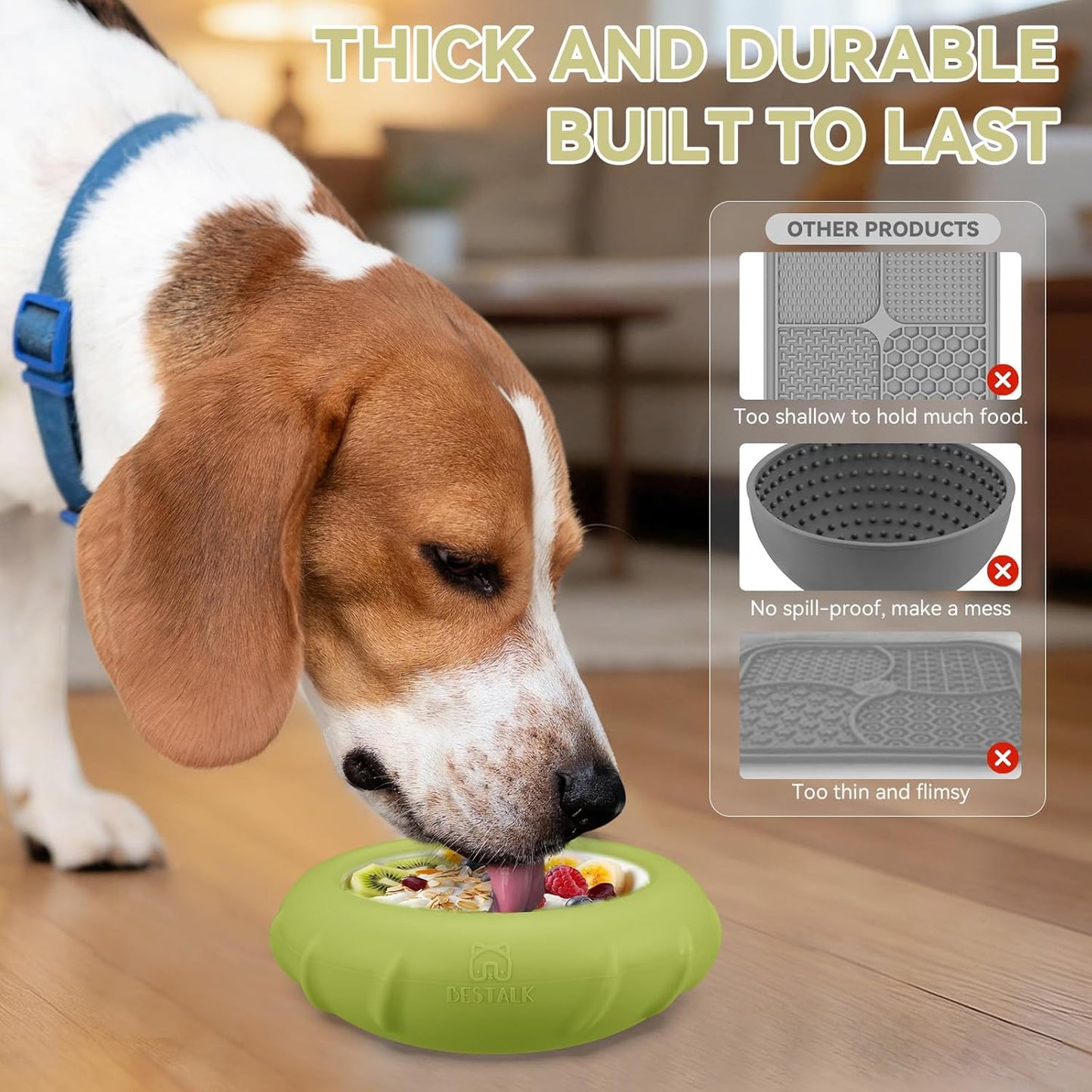 Dog Lick Bowl, Bestalk Wobbly Freeze Bowl Enrichment Feeder for Dogs, Anxiety Relief Lick Mat Puzzle Toy for Distraction, BPA Free Silicone, Dishwasher Safe(Rose,S)