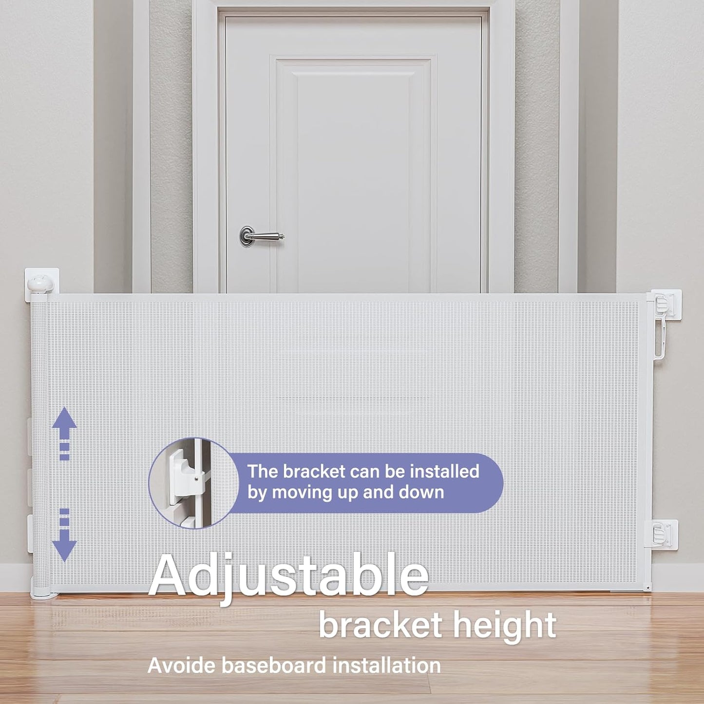 PRObebi Retractable Dog Gate for the House Extends to 54" Wide 34" Tall, Gates for Baby Indoor, Stair Gate for Outdoor, Staris, Hallways, Doorways, Deck, Porch, Need Drilling