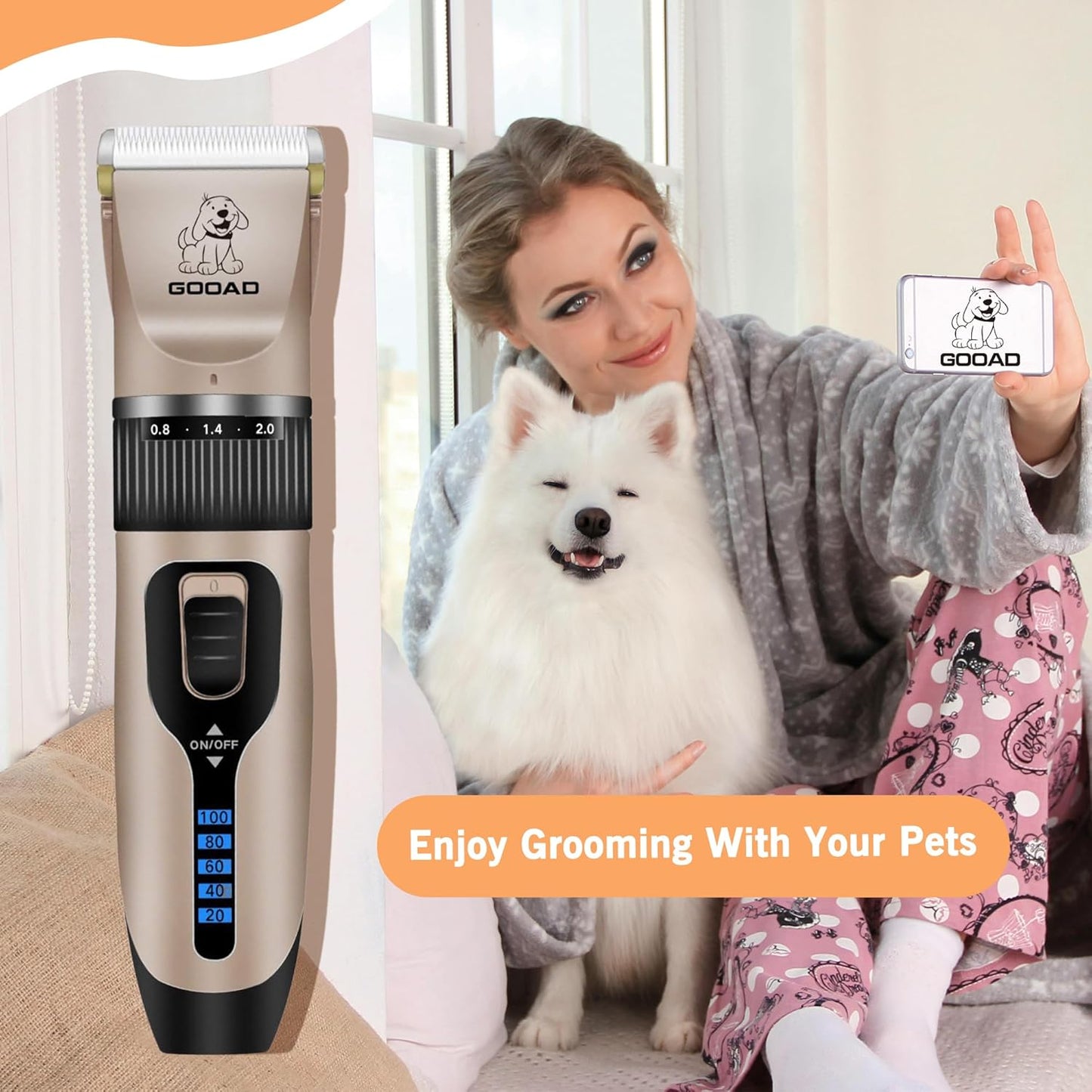 Dog Clippers for Grooming,Dog Grooming Kit for Heavy Thick Hair&Coats/Low Noise Rechargeable Cordless Hair Trimmer/Pet Shaver with Paw Trimmer for Small & Large Dogs Cats