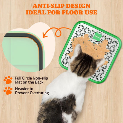 Lick Mat for Dogs & Cats, Stainless Steel Pet Slow Feeder for Crate Boredom & Anxiety Reduce, Cat Licking Pads with Spatula & Scrubbing Brush, Blue