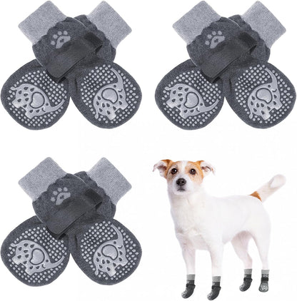 SCENEREAL 6Pcs Anti Slip Dog Socks to Prevent Licking Paws for Hot/Cold Pavement, Dog Grippy Socks for Hardwood Floors, Dog Shoes for Boots & Paw Protectors for Puppy Small Medium Large Senior Dogs