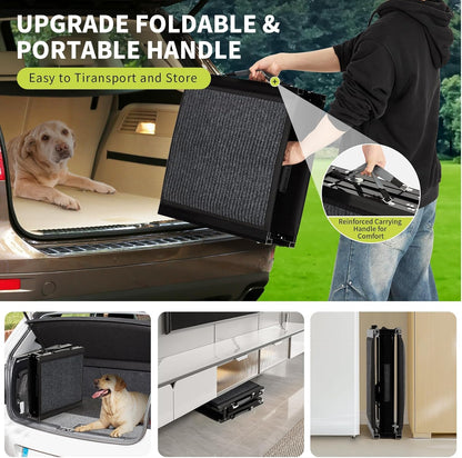 Dog Ramp for Car, 63" Long & 20" Wide Folding Dog Ramps for Car, Portable Pet Car Ramp with Non-Slip Surface, Outdoor Dog Car Ram-p Up to 250 LBS, Extra Wide Steps for SUV Car & Truck