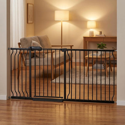 Extra Wide 76.4-81 Inch Large Baby Gates for Stairs, Doorways - No Drilling, Pressure Mounted Pet Gates for Kids & Dogs