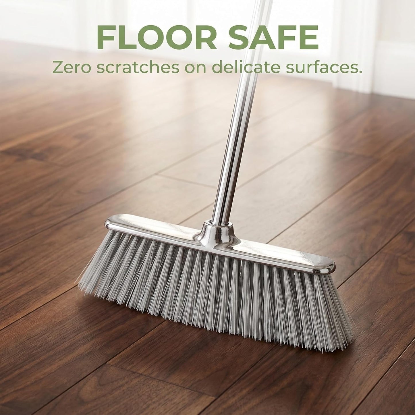 Indoor Soft Bristles Angle Sweeping Broom with Long Handle for Kitchen Hardwood Floor Cleaning