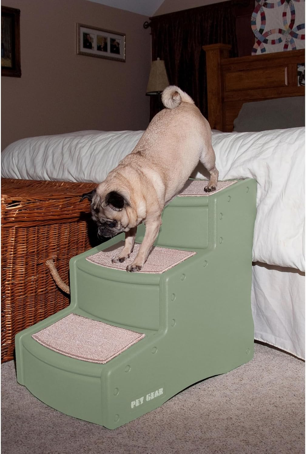 Pet Gear Easy Step III Pet Stairs, 3 Step for Cats/Dogs, Removable Washable Carpet Treads, for Pets Up to 150lbs, No Tools Required, Available in 9 Colors, Coffee Bean