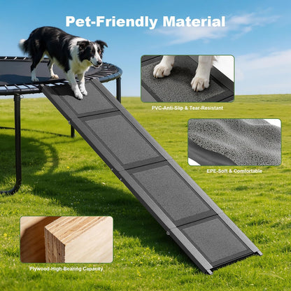 Foldable Dog Car Ramp Stairs, Lightweight Portable Pet Steps for Small, Medium & Large Dogs, Non-Slip SUV Dog Ladder for High Beds, Trucks & Cars, Supports Up to 150lbs