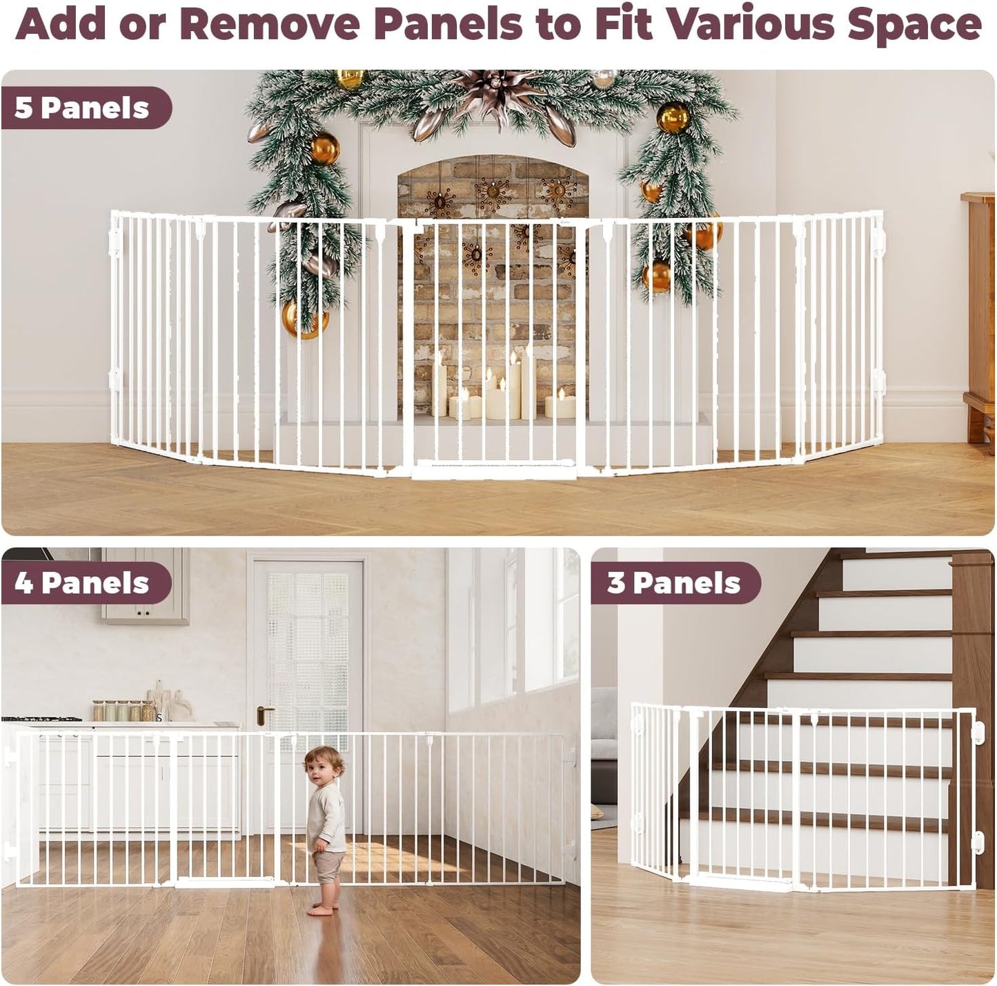 29.4-78" Extra Wide Baby Gate, Long Dog Gates Indoor for Doorways Stairs, Essential Large Safety Gate for Child Toddler with Anti-Trip Pedal, Adjustable Pet Gate, 28" Tall 3 Metal Panels Black