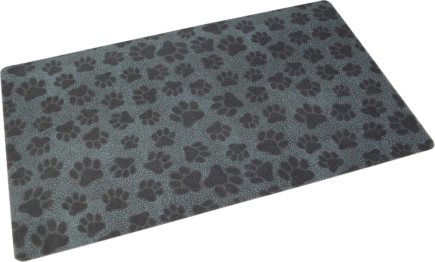 Drymate Pet Bowl Placemat, Dog & Cat Food Feeding Mat - Absorbent Fabric, Waterproof Backing, Slip-Resistant - Machine Washable/Durable (USA Made) (12” x 20”) (Indigo)