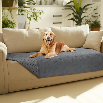 Luciphia 100% Waterproof Couch Cover Blanket for Dogs Anti-Slip Pet Couch Protector Sofa Mat Puppy Cat with Non-Slip Bottom, Grey, 30x70 Inch