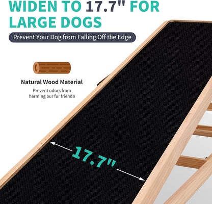 Dog Ramp for Couch, 5-Level Adjustable Wooden Pet Ramp for Bed & SUV, Adjustable Height 15.7"-23.6",Folding Non Slip Dog Ramps for Small Large Senior Dogs & Cats - Furniture Quality