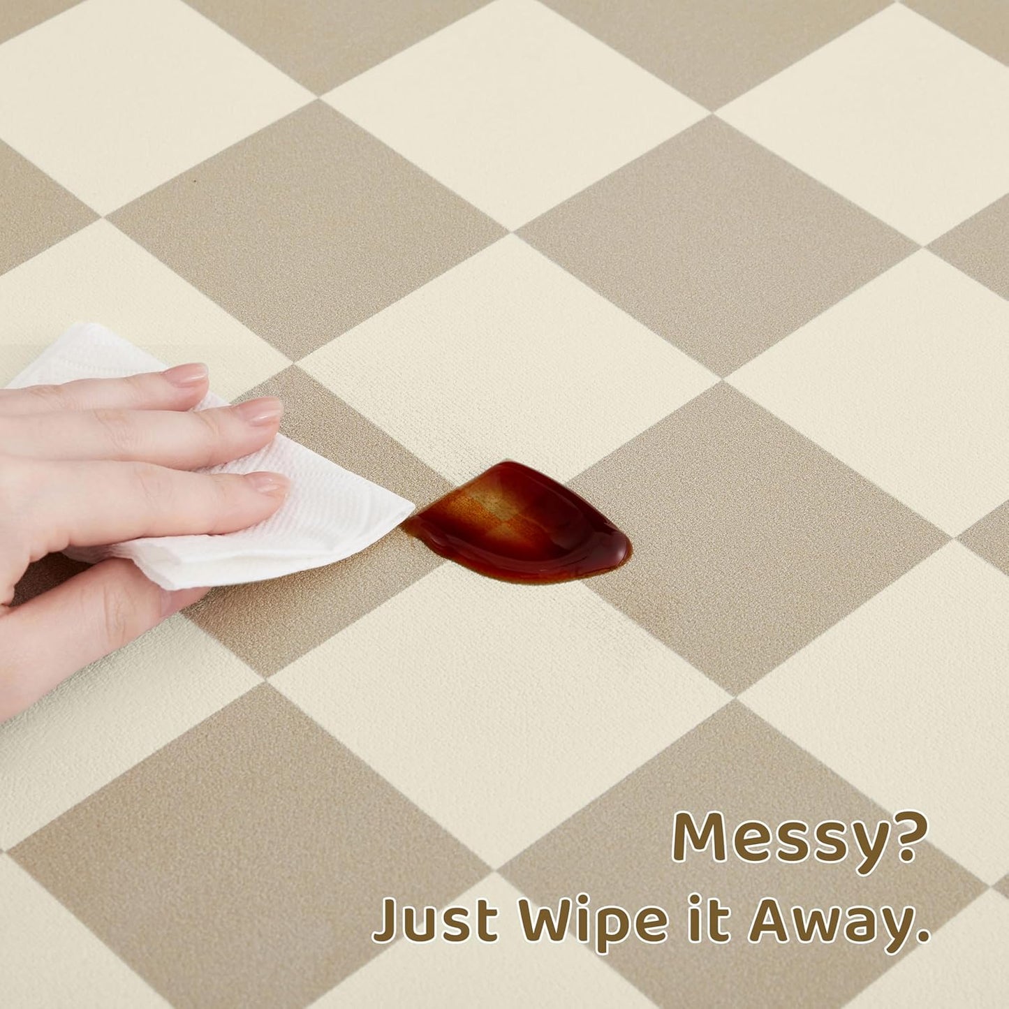 Checkered Dog Feeding Mat, Absorbent Mats for Dog Food and Water Bowl, Dispenser, Retro Aesthetic Khaki Beige Checkerboard Pet Placemat for Dogs, Cats, Puppy Accessories, 12" X 19”
