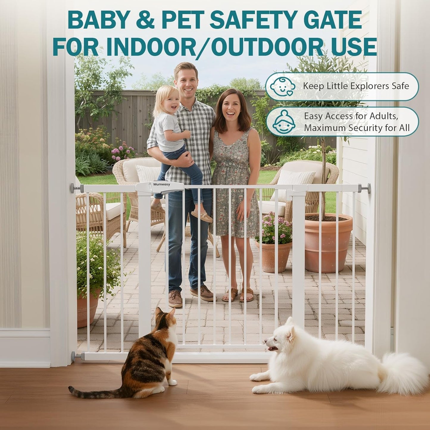 Mumeasy 36" High Extra Tall Dog Gate, 29.6"-40.5" Wide Pressure Mounted Tall Baby Gate for Dog, Auto Close Pet Gate with Door for Stairs,Doorways,House,Black