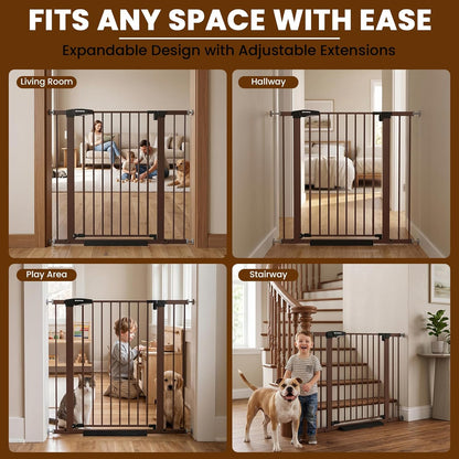Mumeasy 36" High Extra Tall Dog Gate, 29.6"-40.5" Wide Pressure Mounted Tall Baby Gate for Dog, Auto Close Pet Gate with Door for Stairs,Doorways,House,Black