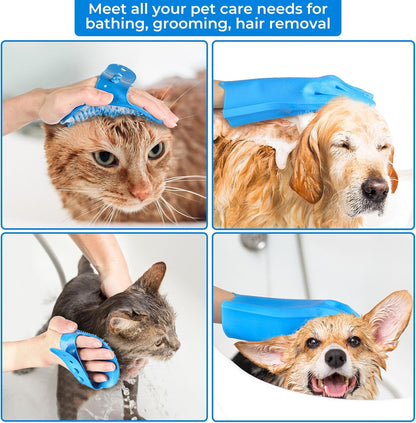 3PCS Dog Bath Supplies,Dog Bath Brush | Dog Washing Gloves | Dog Towel 40'' X 23.6'',Super Absorbent and Soft Pet Grooming Towel, Perfect Shower & Grooming Supplies for Dogs (A-3 Kits)