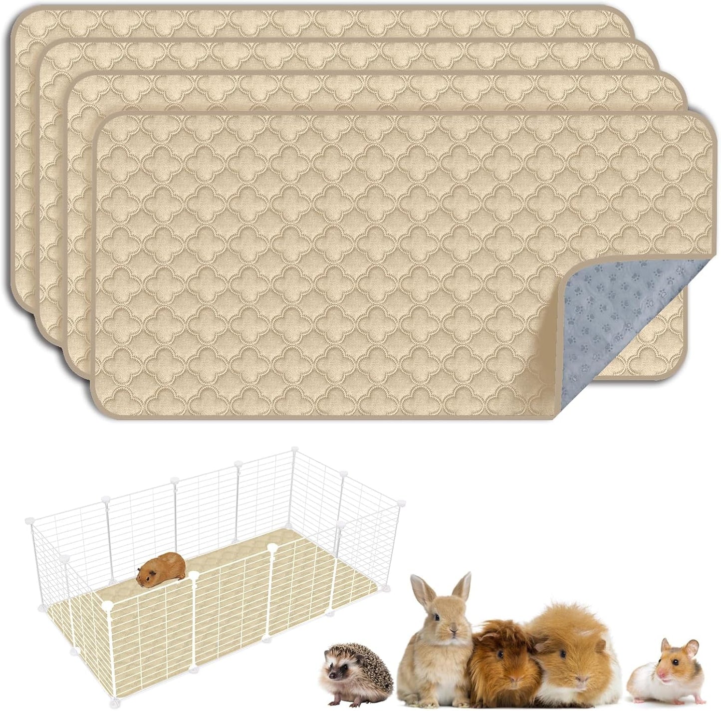 FunFurry Washable Pee Pads for Dogs - 4 Pack Reusable Pee Pads，Waterproof Puppy Pads，Pet Training Pads，Super Absorbent with Dog Paw Shape Non-Slip Backing (Cream, 18" X 24" - 4 Pack)