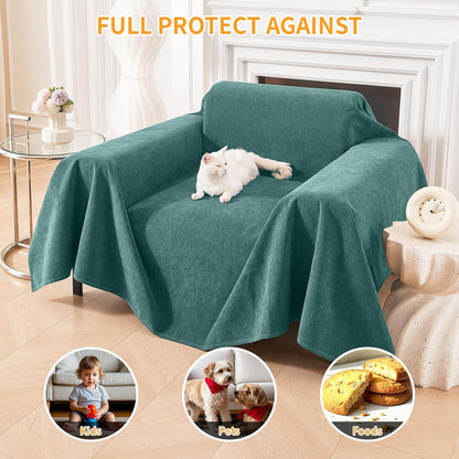 Deep Dream Cat-Scratch Resistant Couch Cover, Waterproof Sofa Cover for 3 Cushion Couch Washable, Pet Friendly Couch Protectors Anti Slip Thickened Love Seat Slipcovers for Pets, 71" x 118", Dark Grey