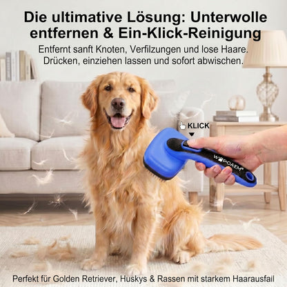 One-Button Self Cleaning Pet Brush for Dogs & Cats, Skin-Friendly Detangling & Shedding Tool for Long and Short Hair, Retractable Grooming Comb, Purple