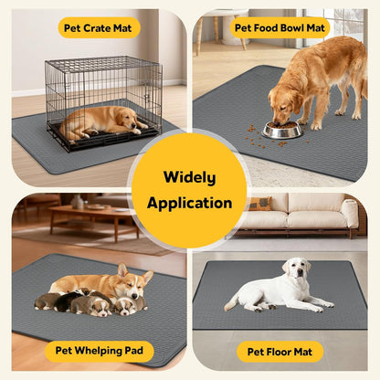 Silicone Dog Crate Mat, 50"x35" Under Dog Crate Kennel Pad with Raised Edge, Washable Dogs Bed Mat, Waterproof, Leakproof, Protect Floors (Green)