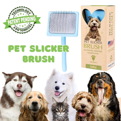 Slicker Brush for Dogs - Long Pin for Poodles, Doodles & Long Haired Dogs, Deshedding & Dematting Tool, Slicker Dog Brushes for Grooming (Coral, Flat Large)