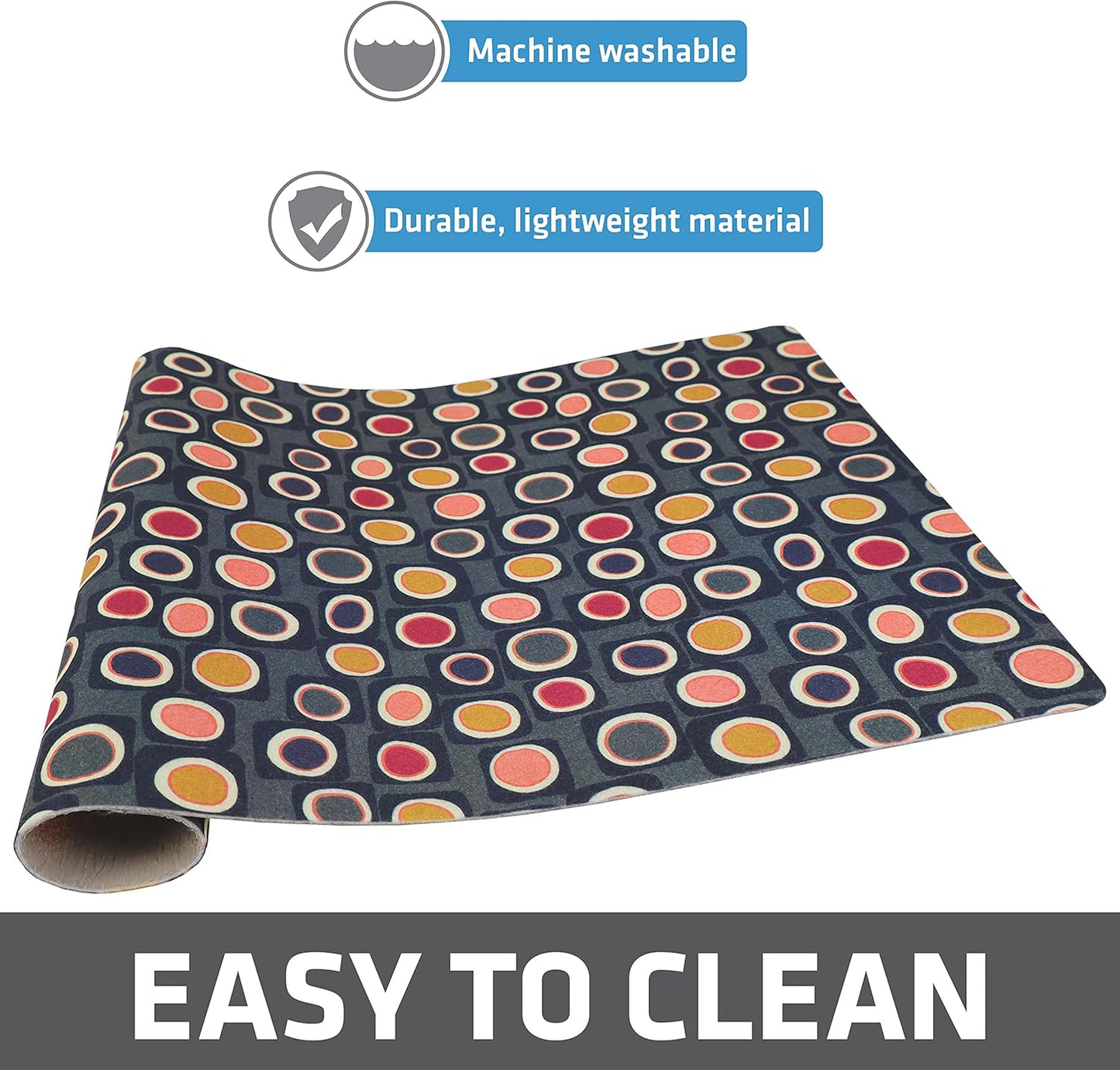 Drymate Pet Bowl Placemat, Dog & Cat Food Feeding Mat - Absorbent Fabric, Waterproof Backing, Slip-Resistant - Machine Washable/Durable (USA Made) (12” x 20”) (Indigo)