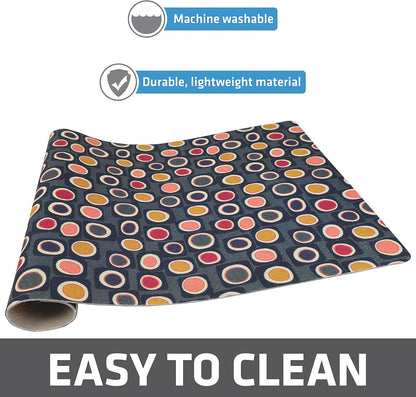 Drymate Pet Bowl Placemat, Dog & Cat Food Feeding Mat - Absorbent Fabric, Waterproof Backing, Slip-Resistant - Machine Washable/Durable (USA Made) (12” x 20”) (Indigo)