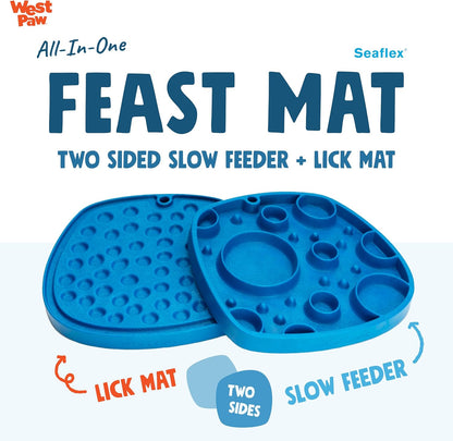 West Paw Seaflex Bubbles Feast Mat – All-in-One, Slow Feeder, Lick Mat – Encourages Foraging & Food Exploration - Engages Picky Eaters & Slow Feeding - Versatile – Easy to Clean, Non-Toxic - Tropic