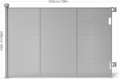 Retractable Baby Gate for Stairs, 42" Tall X 200" Wide Mesh Dog Gate Indoor, Child Gate for Doorways, Hallways, Deck, Indoor Outdoor Pet Baby Safety Essentials for Home, Black