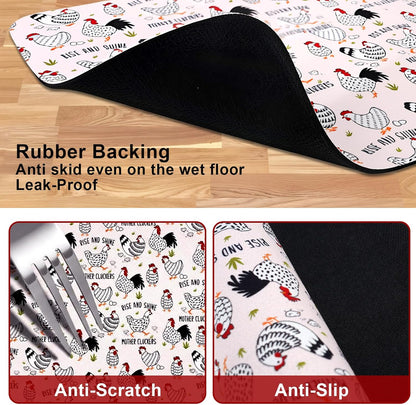 Dog Food Mats for Floors Waterproof Mat for Cat Food and Water Bowls - Absorbent Quick Dry Non Slip Mat for Pet Feeding