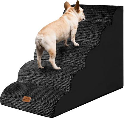 GoGoBunny Ramp Dog Stairs for Couch Sofa and Chair 15.7" H, 3-Step Pet Steps for Small Dogs and Cats, Non-Slip Waterproof Fabric Cover, Stable and Balanced Indoor Step, Pets Friendly, Grey
