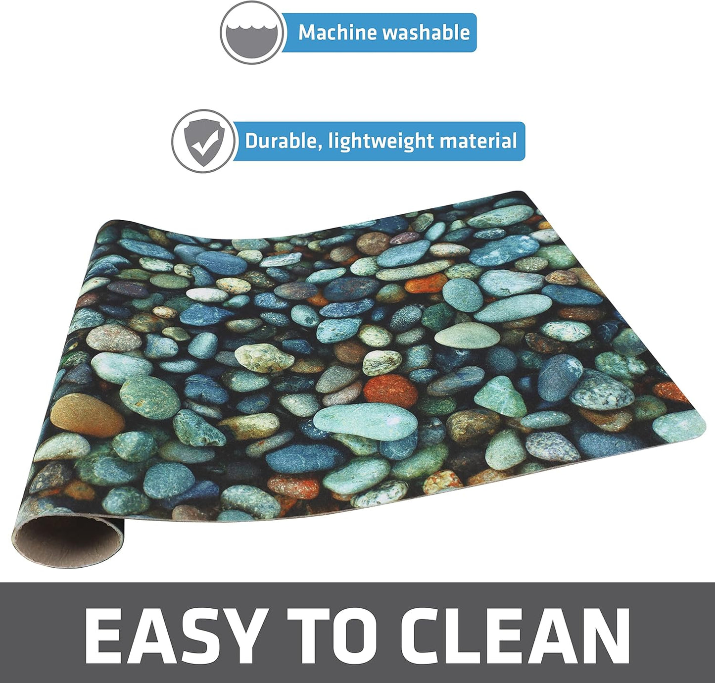 Drymate Pet Bowl Placemat, Dog & Cat Food Feeding Mat - Absorbent Fabric, Waterproof Backing, Slip-Resistant - Machine Washable/Durable (USA Made) (12” x 20”) (Indigo)