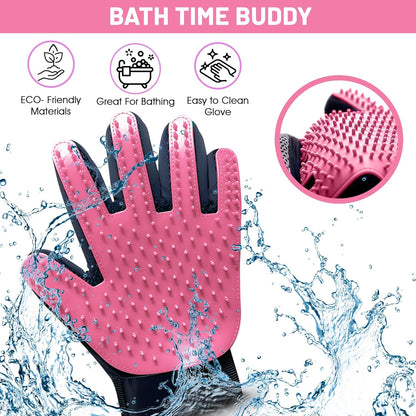 Upgrade Pet Grooming Gloves, Grooming Gloves for Dogs, Cats, Rabbits & Horses with Long and Short Hair, Efficient Pets Hair Remover Mittens - 1 Pair (Blue)