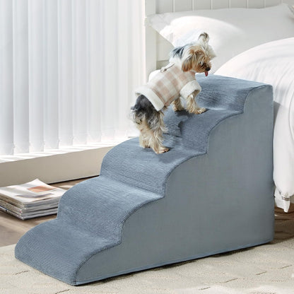 LEXTRO Dog Stairs for Small Dogs, 2-Steps Dog Ramp for Couch, Pet Stairs with Highly Supportive Foam and Non-Slip Bottom, Pet Steps for Cat & Doggie (High 11.8 Inch)