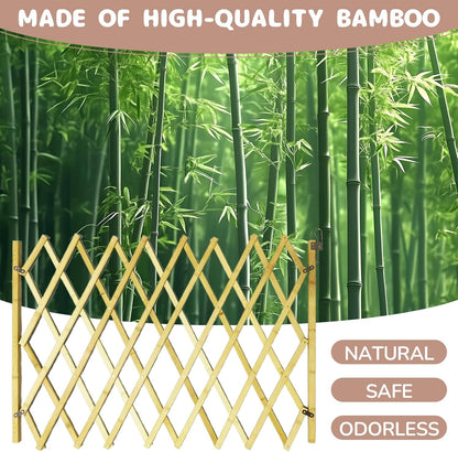 Expandable Wooden Dog Gate Indoor, Retractable Pet Fence Accordion Style, Freestanding Safety Barrier for Doorways, Patio, Garden – Fits Small to Large Dogs (Large)