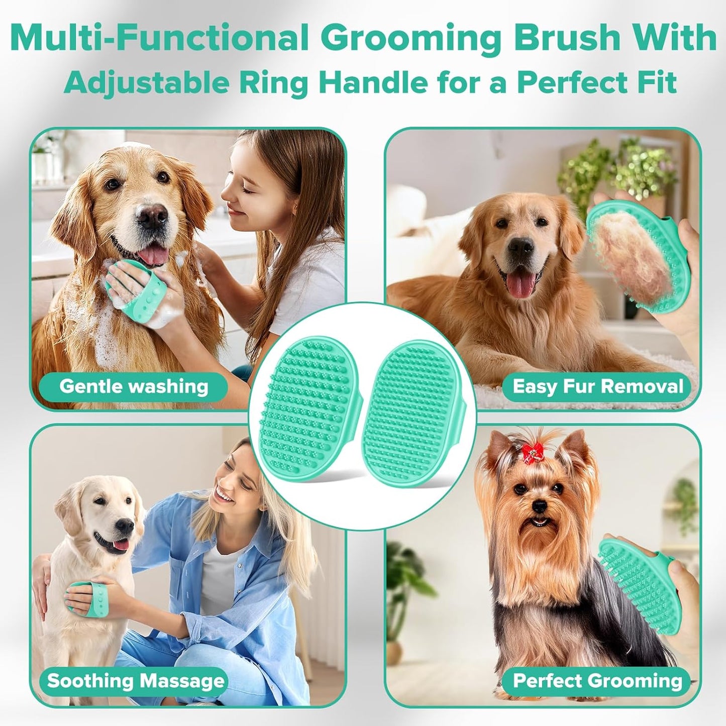 Augwind 6PCS Pet Grooming Kit for Dogs, Cats and Horses | Dog Washing Gloves | Cleanroom Gloves | Dog Bath Brush | Dog Bath Gloves | Dog Shampoo Brush | Dog Bath Supplies (Navy Blue)