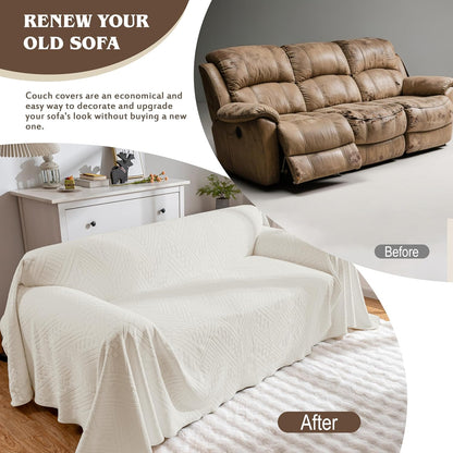 Waterproof Couch Cover, Reversible, Pet-Friendly, Washable and Anti-Slip Couch Covers for Sofa Protection with 3 Cushions, Sofa Slipcovers for Dogs and Cats (71×118in/Brown)