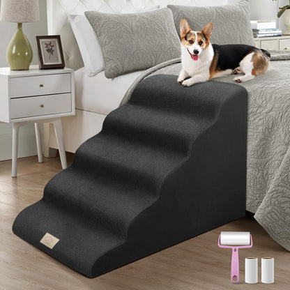 Mestuel 2-Tiers Extended Dog Stairs Steps for Couch Sofa, Dog Stairs for Small Dogs, Pet Stairs Ramp Ladder Friendly to Small Old Joint Injury Dogs Cats,Non-Slip & Washable,Blue