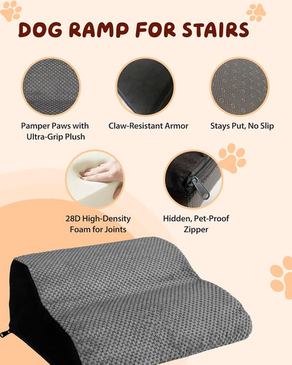 Dog Ramp for Stairs 2Pack, Try Now Risk-Free! Low-Profile Non-Slip Pet Stair Ramps with Washable Cover, Gentle Slope for Senior, Small Short-Legged Dogs and Cats (Corgi, Dachshund)