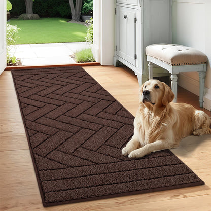 Tindbea Dog Mat for Mud Paws,Absorbs Moisture Dirt Non-Slip Washable Mud Mat for Dogs,Soft Rubber Backing Front Inside Pet Rug for Entryway, Dog Paws, Patio(20"x48",Charcoal)