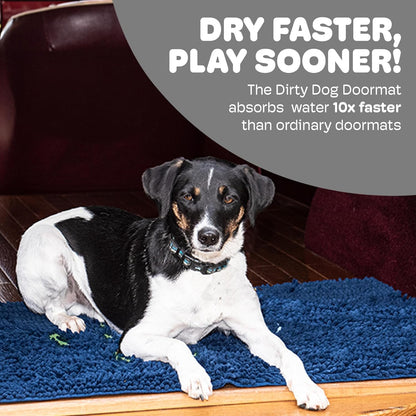 Dog Gone Smart Dirty Dog Doormat - Fast Drying Rug with Super Gripper Backing for Clean Floors - Super Absorbent and Machine Washable Mat for Muddy Paws - Grey