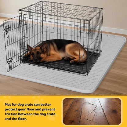 Silicone Dog Crate Mat, 50"x35" Under Dog Crate Kennel Pad with Raised Edge, Washable Dogs Bed Mat, Waterproof, Leakproof, Protect Floors (Green)