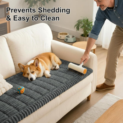 Smiry Couch Cover for Dogs, Non Slip Washable Sofa Protector for Pets, Soft Furniture Cover for Leather & Fabric Couches, Cozy Protect Against Fur, Dirt & Everyday Messes (Dark Grey, 27.6" x 59")