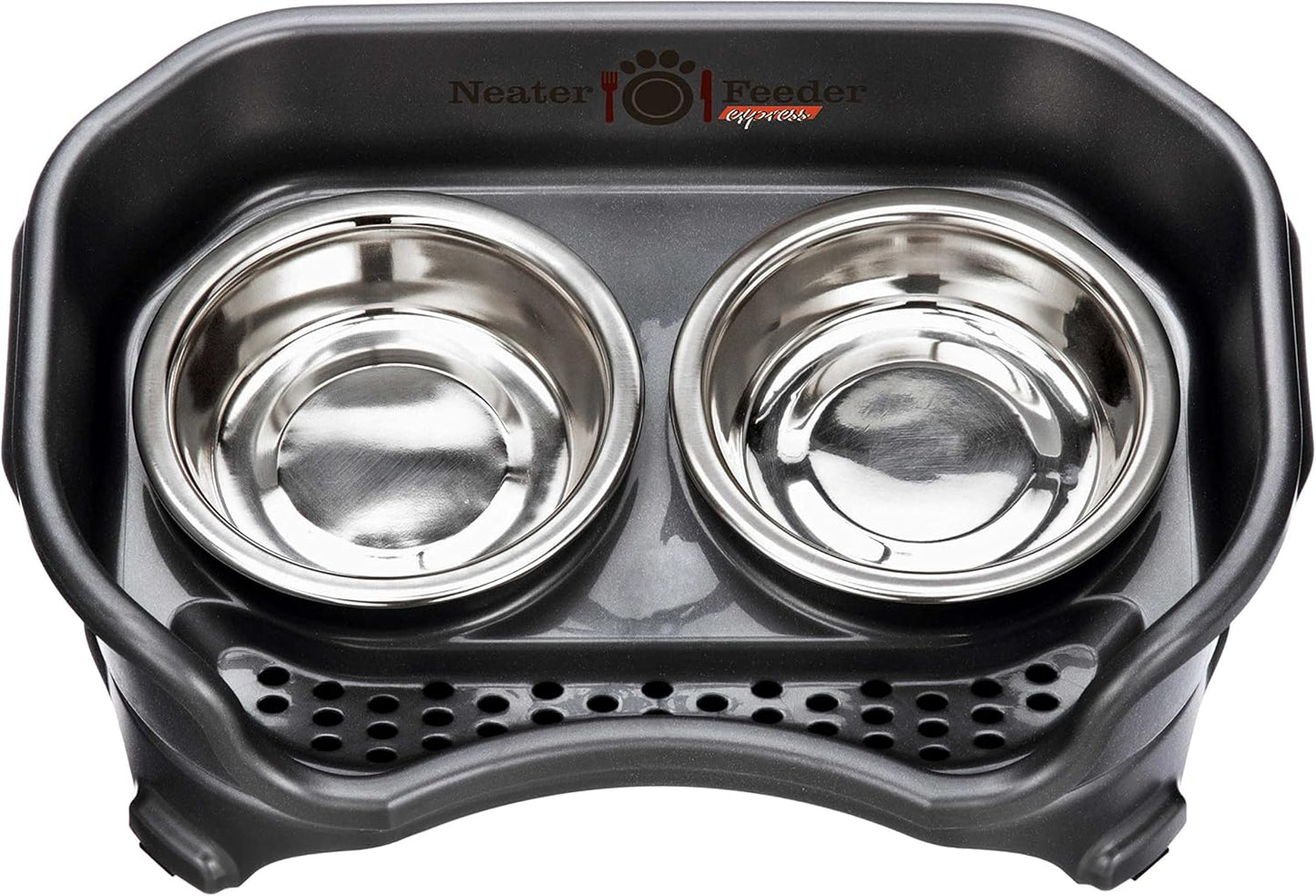 Neater Feeder Express Mess Proof Dog Bowls Elevated for Small Breeds under 15 Lb, Made in USA, No Spill Raised Dog Food Bowl Stand, Stainless Steel Food and Water Bowl Set, Feeding Station, Cappuccino